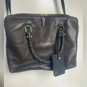 Elliott Lucca Black Leather Bag Crossbody Purse/ Fit laptop